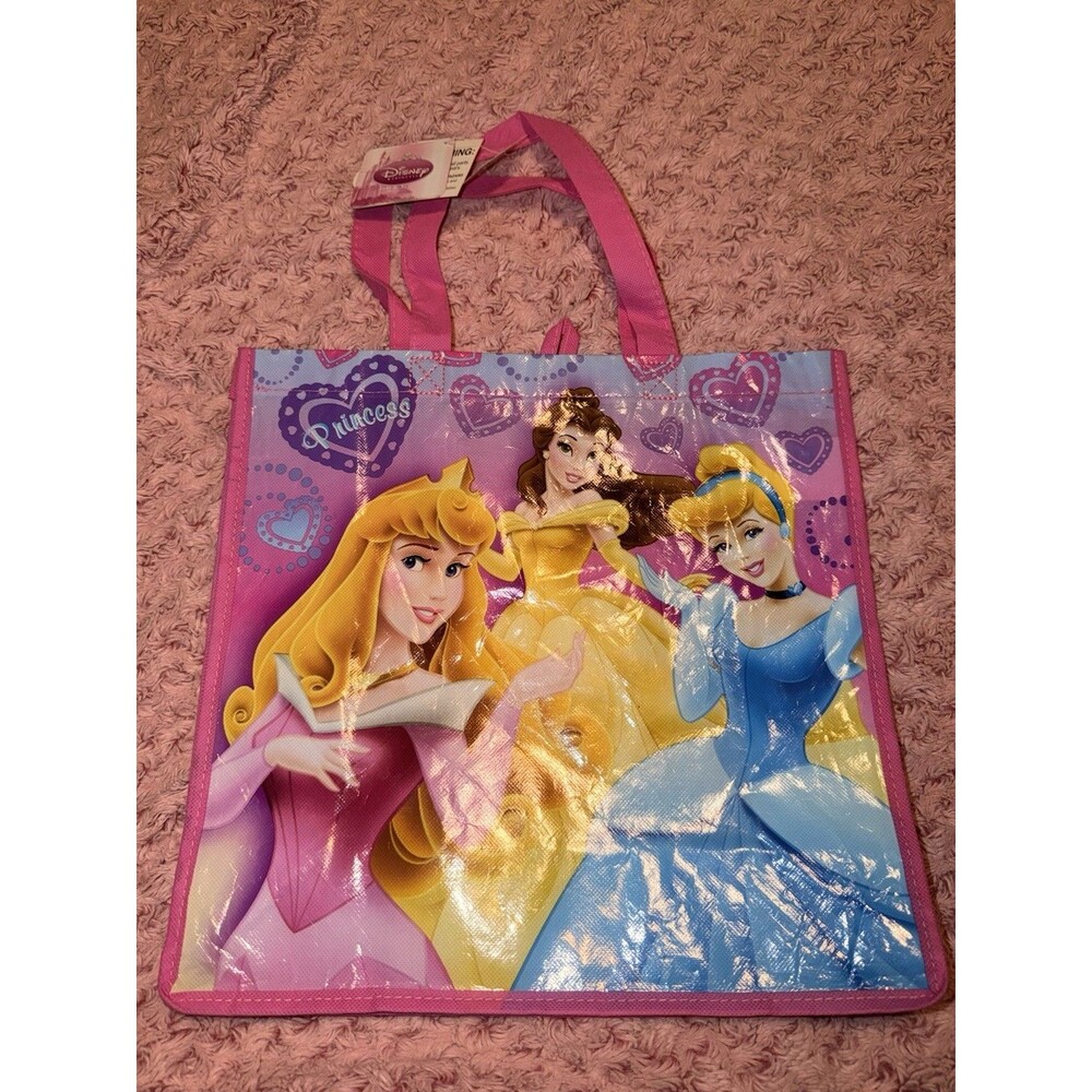 Disney Store Reusable Shopping Tote Pink Princess Sack Carry Bag Belle Aurora
